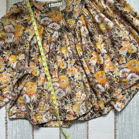 We The Free Cool Meadow Midnight Combo Long Balloon Sleeves Boho Slouchy Top L - Picture 5 of 9